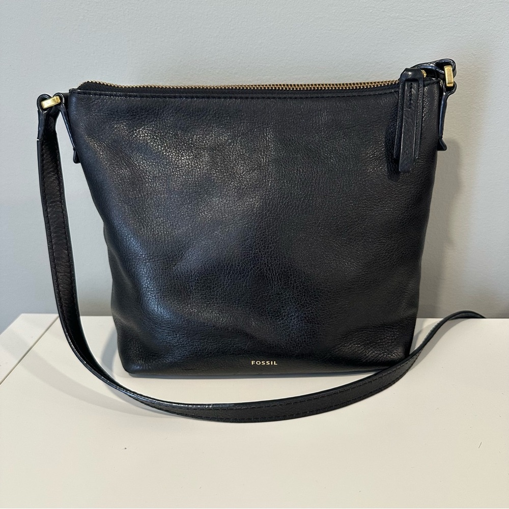 Fossil Black Leather Crossbody Bag